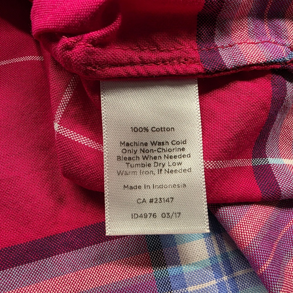 Talbots Petites Dark Pink Plaid Sleeveless Pleated Blouse Top Size P - Picture 5 of 7